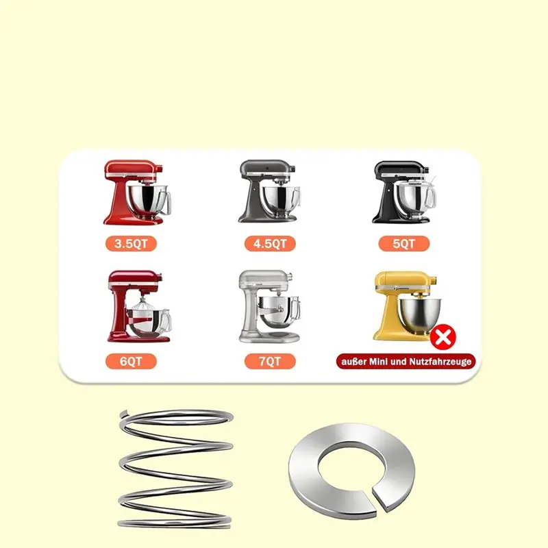 B83B-For Kitchen Aid 3.5/4.5/5/6/7 Quart Tilt Head& Bowl Lift Mixers- 5 Sets Stainless Steel Spring And Washer Accessory Kit