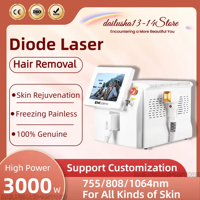 

Diode Laser 808nm 755 1064 Hair Removal Machine Alexandrit Permanent Removal Cooling Head Painless Laser Epilator