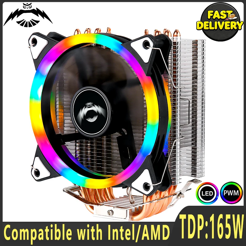 

120mm Fan Efficient CPU Cooler Air-cooled 4/6 Heat Pipe 4pin/PWM mute Compatible LGA115x 1200 1700 18xx 2011 2066 x79 x99 AMD i7