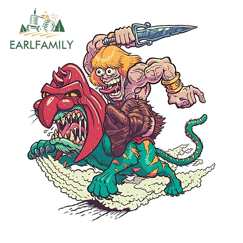 

EARLFAMILY The Crazy Caveman Car Sticker Retro Hot Rod Car Styling Rear Glass Window Decal Vinyl Graffiti Cartoon Car Decoration