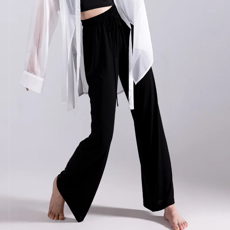 2023 Practice Clothes Classical Dance DanceTrousers Drape Wide-leg Elastic Trousers Belt Straight Modern Dance Bottoms Trousers