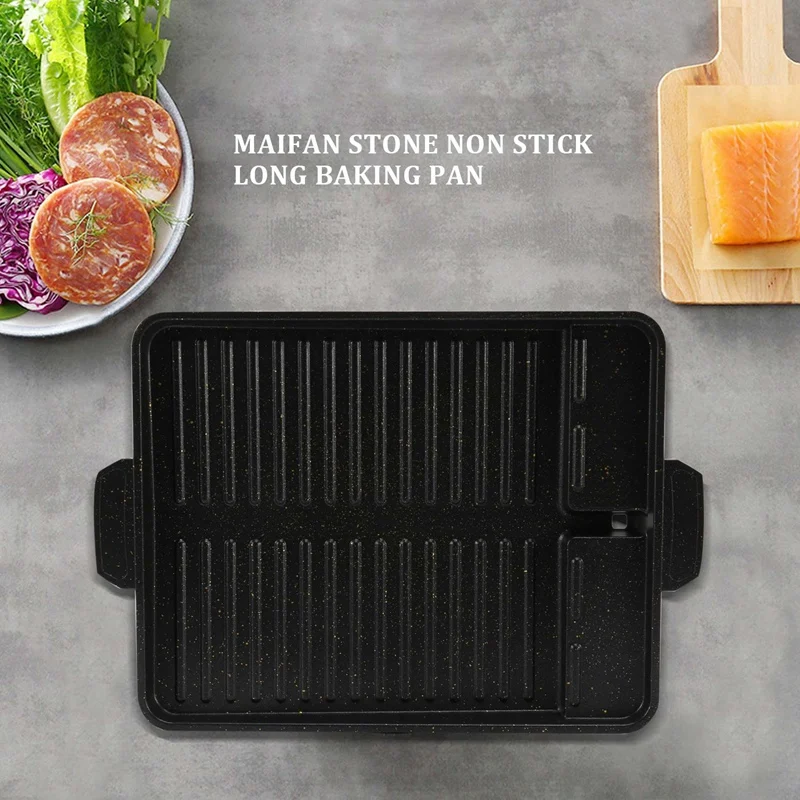 Portable Korean BBQ Grill Pan Non-Stick Grill Plate Butane Gas Stove Cooker Party Picnic Terrace Beach Barbecue Tray