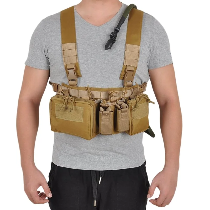Tactical Chest Vest Rig Bag Field Training Vest cinturino mimetico multifunzionale con Multi-Pocket Outdoor Camping CS Match Pack