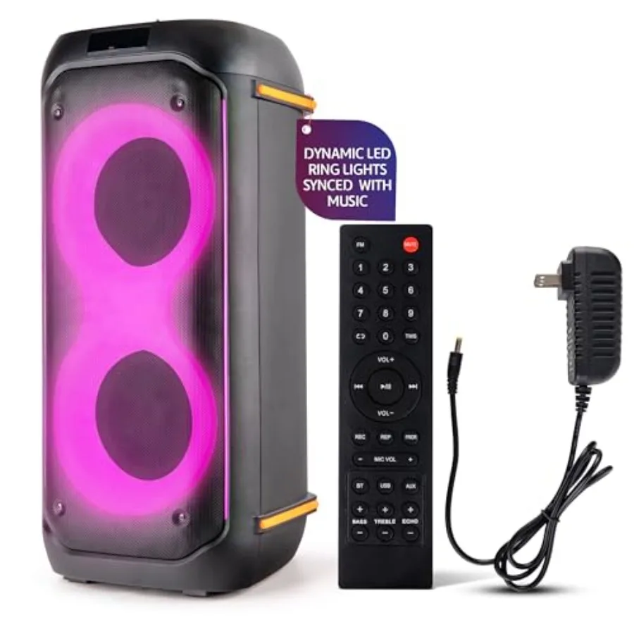 Compact Bluetooth PA Party Speaker System 160W Portable Karaoke Machine with Built-in Battery, TWS, Mic Priority, USB/SD/BT/FM,