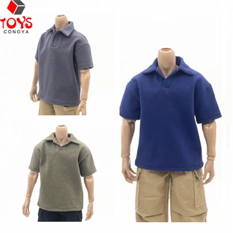 

1/6 Scale Casual Tops Lapel T-shirt Clothes Model Fit 12'' Male Soldier Action Figure Body Dolls