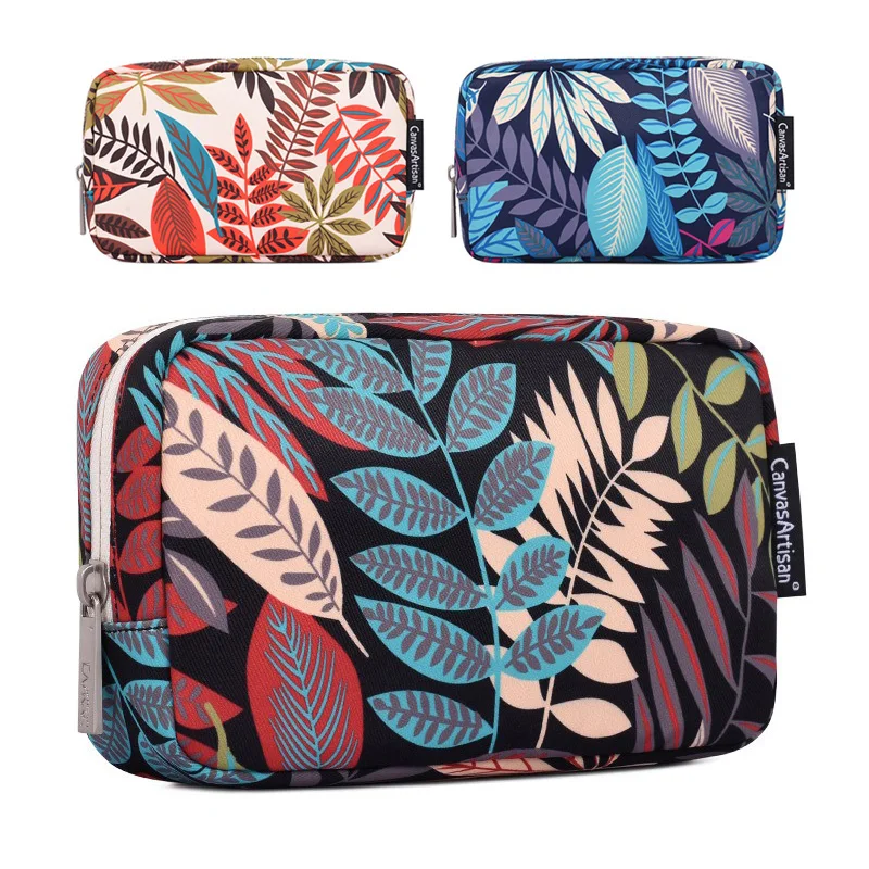 

Дорожная сумка с принтом листьев, органайзер для хранения цифровых аксессуаров, для мобильных устройств, кабелей питания, наушников, маленький чехол для зарядного устройства