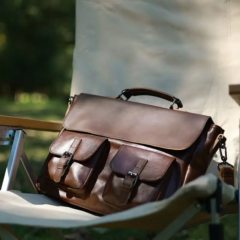 Borsa per fotocamera interamente in pelle, pacchetto fotocamera impermeabile a spalla singola DSLR, fotocamera mirrorless, borse di stoccaggio artistiche digitali e retrò