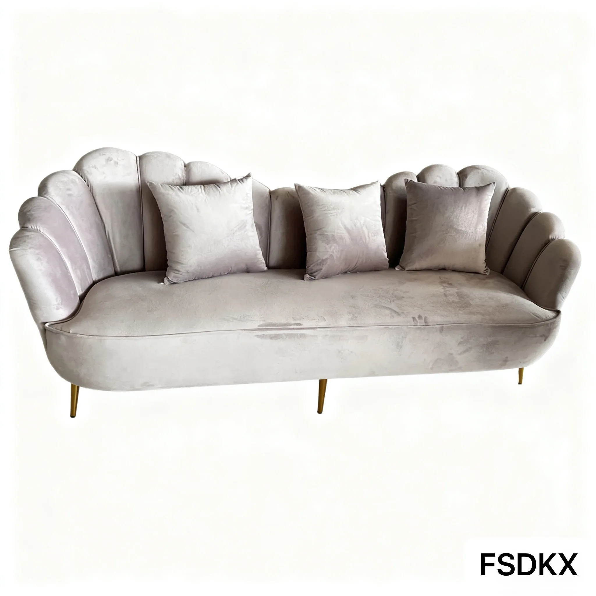 Luxury Royal Throne Lounge Furniture Wedding and Event Sofa Stainless Steel Leg Velvet Fabric 3 Seats Sofa