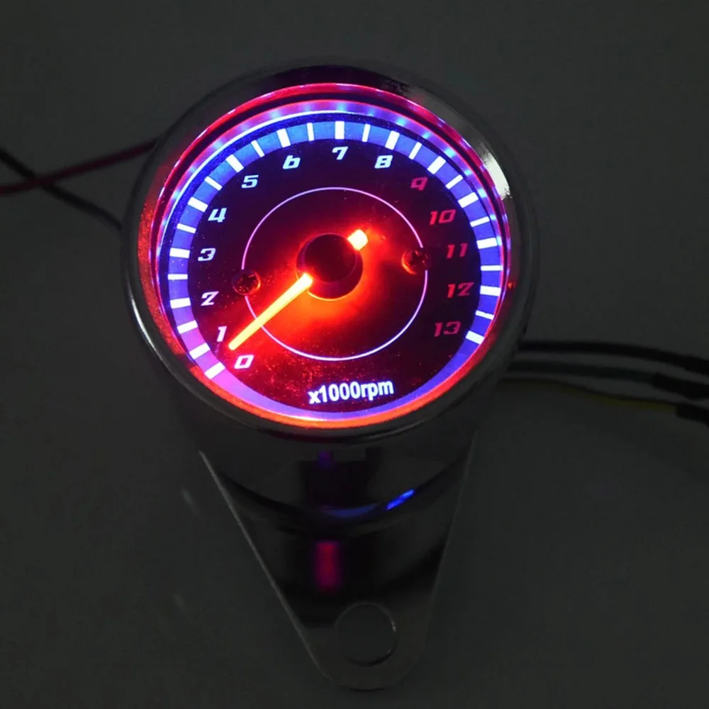 

Motorcycle Tachometer Meter LED Backlight Tachometer Gauge 13000RPM Rev Counter for Harley DC 12V