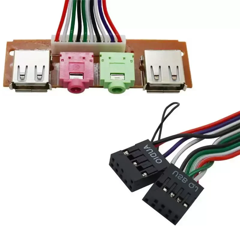for Chassis Front Panel Cable Audio Port USB Port Desktop Host Computer Front Baffle Cable Expansion USB 2.0 Port