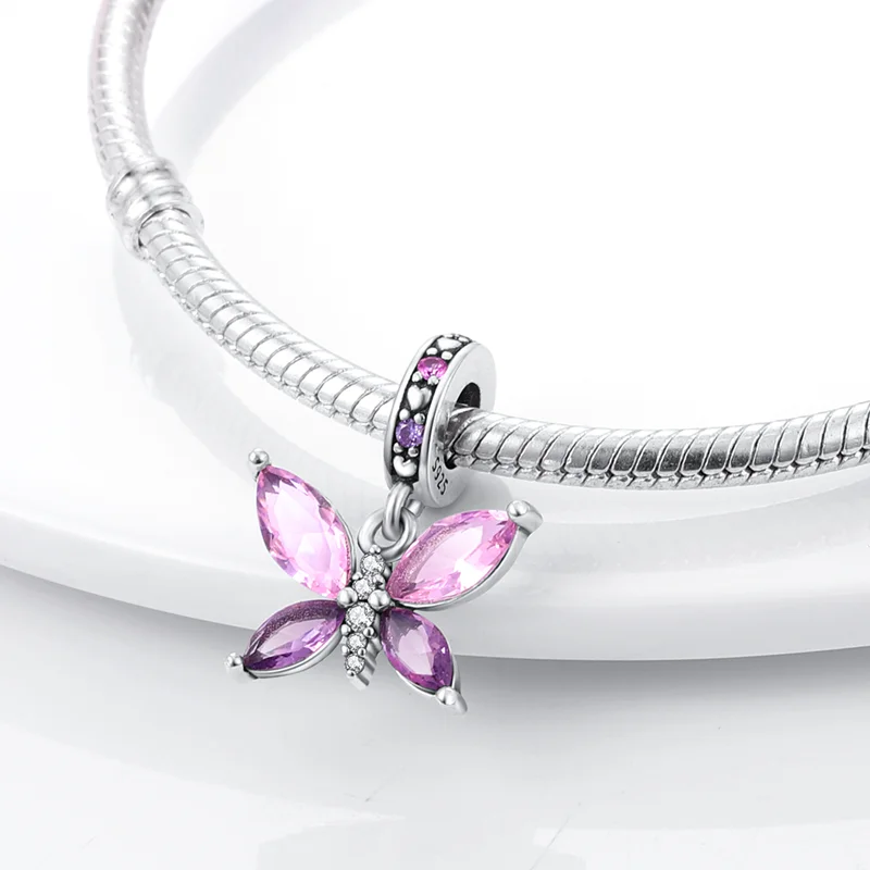 Autentico argento Sterling 925 colorato farfalla libellula perline di fascino per Pandora braccialetto originale bella creazione di gioielli fai da te