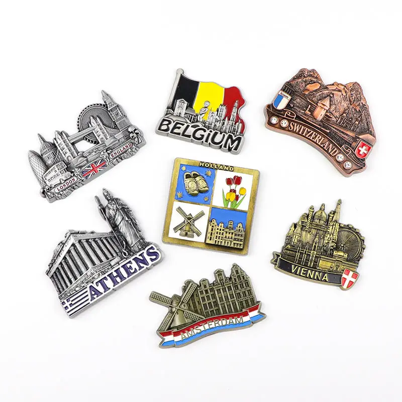 

Factory Personalized 3d European Country Tourist Souvenir Gifts Metal Countries Fridge Magnet Customised