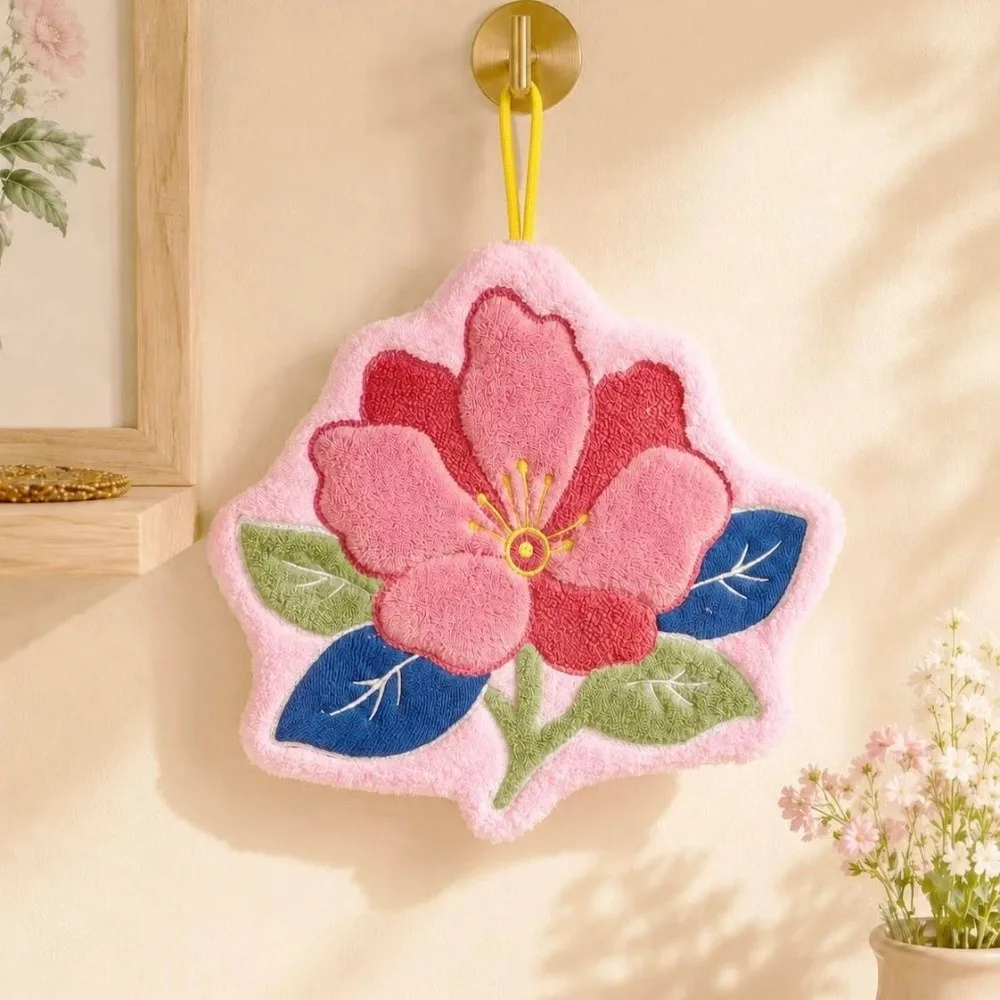 Gifts Coral Fleece Flower Hand Towel Thickened Floral Pattern Hand Drying Towel Hanging Loop Decorative Hand Towel Bathroom Use