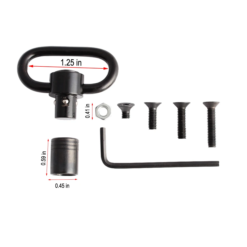 

QD 1.25 Inch Sling Swivel Mount Quick Detach Loop Base Kit with 4 Screws + 1 nut + 1 Wrench