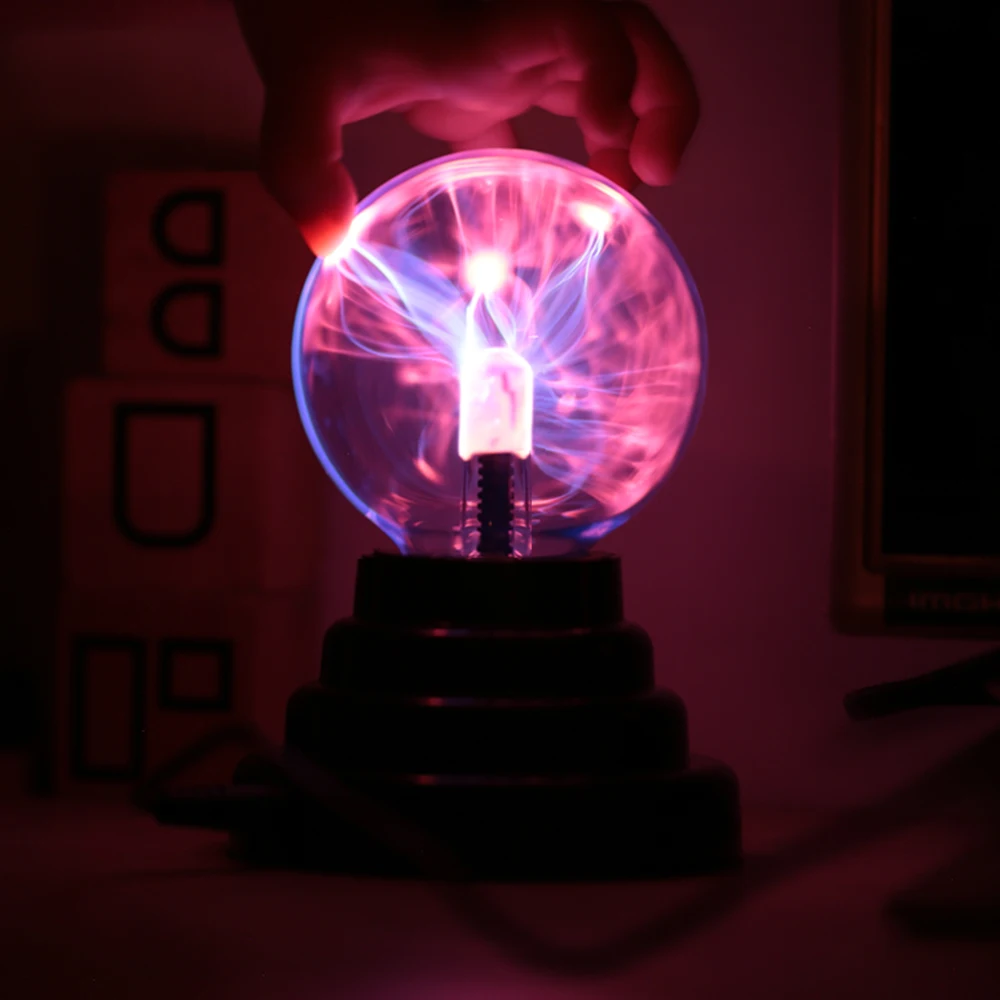 Lampe boule plasma magique, 3 pouces, 220V, électrique, veilleuse, tactile, cadeau de Noël pour enfant, lumières de table, sphère