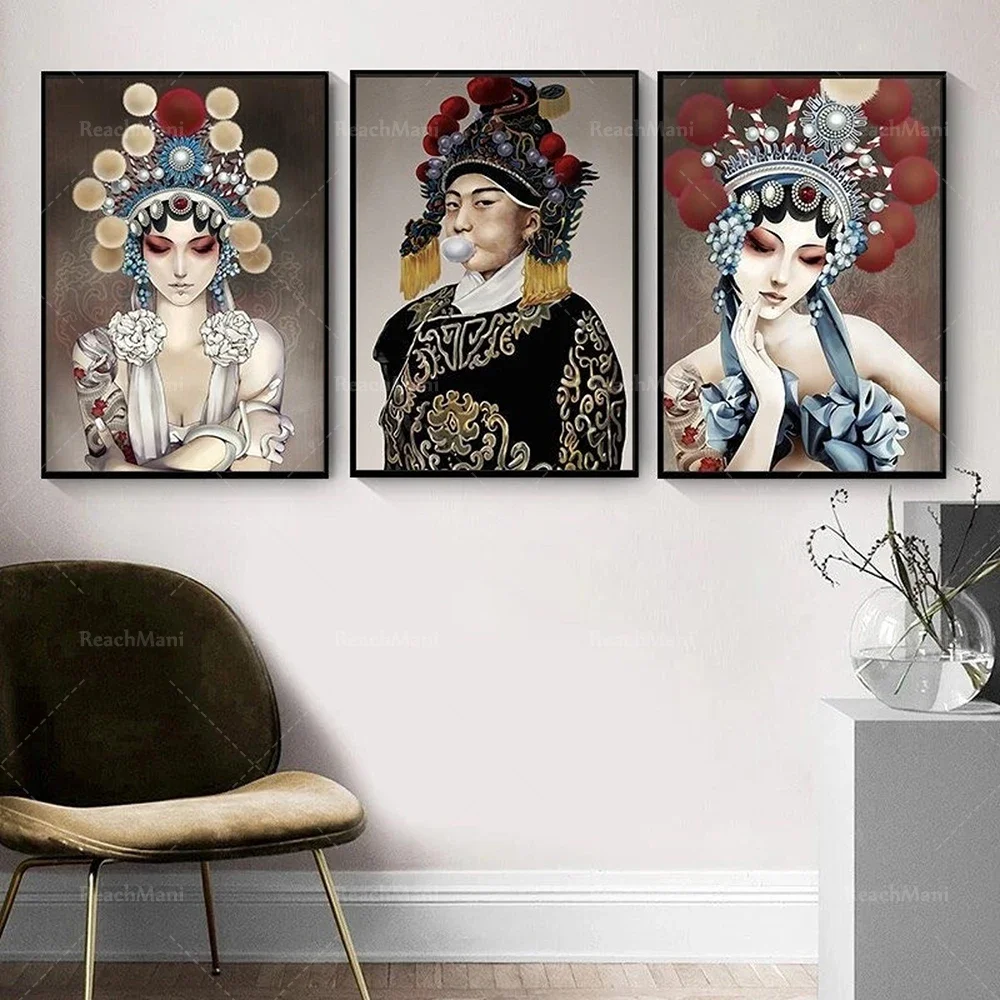 

Modern Chinese posters, Beijing opera canvas, color prints, Nordic art living room decoration gifts