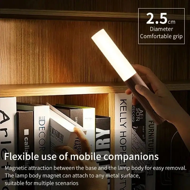 Motion Sensor LED Night Light Rechargeable Magnetic Wall Mounted Induction Light Wardrobe Light Bedroom and Home Desk Lamp