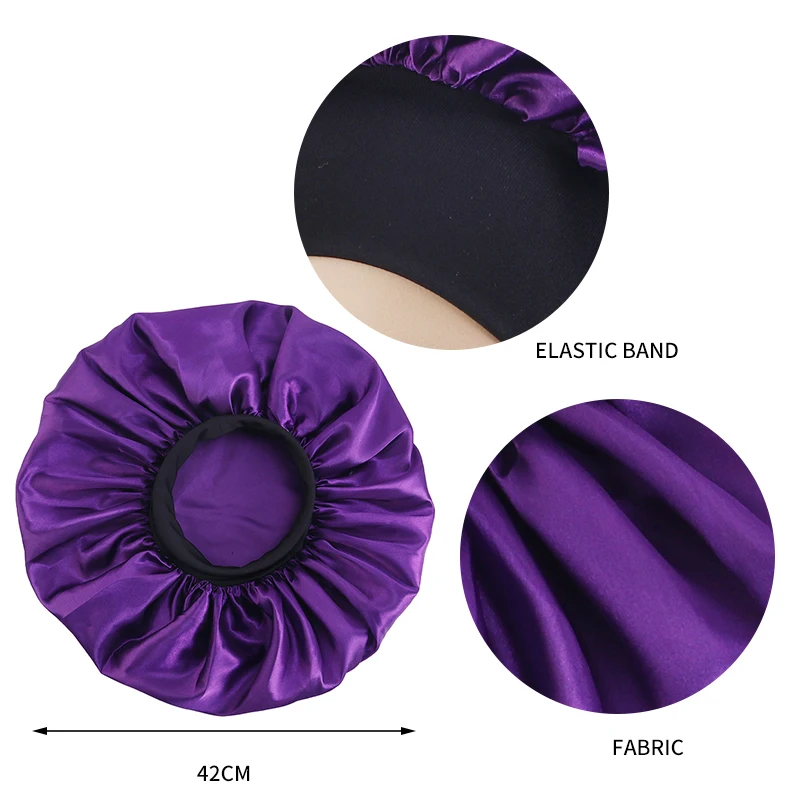 New Satin Sleeping Women Hat Bonnet Hair Care Wide Band Night Sleep Cap Salon Makeup Elastic Muslim Hijab Head Cover Bath Cap