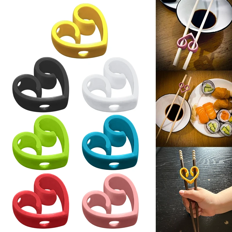 Aiutante per bacchette a forma di cuore: strumento di allenamento per principianti per raccogliere facilmente tagliatelle, sushi e altro, ausilio riutilizzabile ​