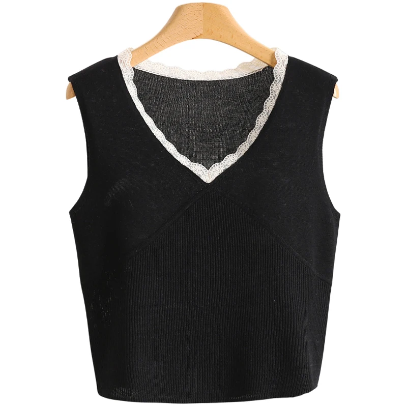 الدانتيل تقليم V-Ne سليم صالح ort محبوك سترة طبقات المرأة Faion ربيع الخريف تنفس مريحة تريكو غير رسمي