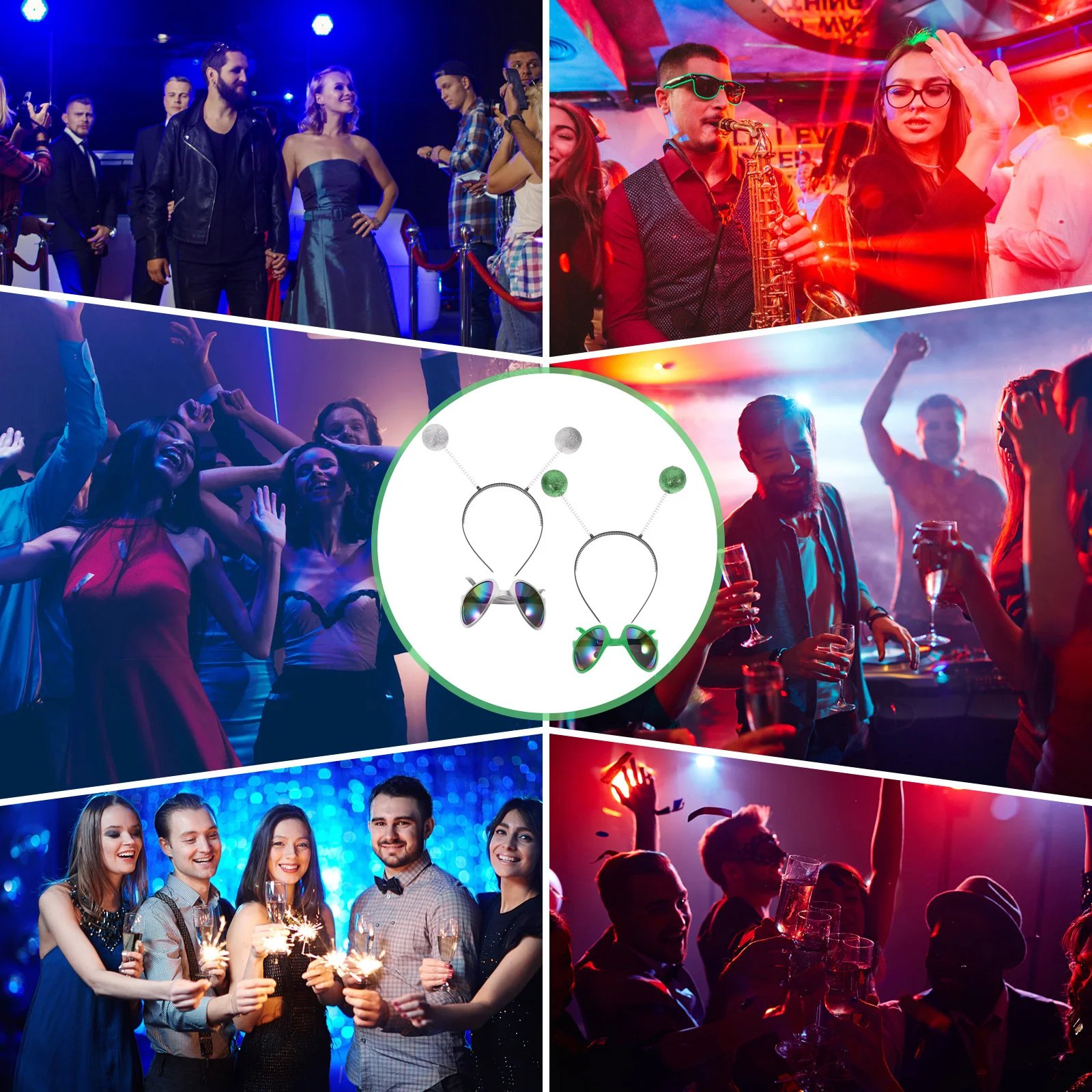 1 set hoofdbandbrillen Regenbooglenzen Overdreven ogen Lichtgewicht feestartikelen voor Halloween Cosplay Festival Strand