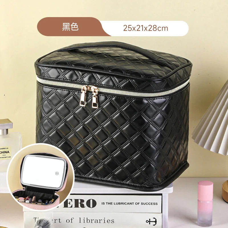 Cosmetic Bag Portable Portable Led With Light Cosmetic Storage Box Large Capacity Multi-Functional Cosmetic Case With Makeup