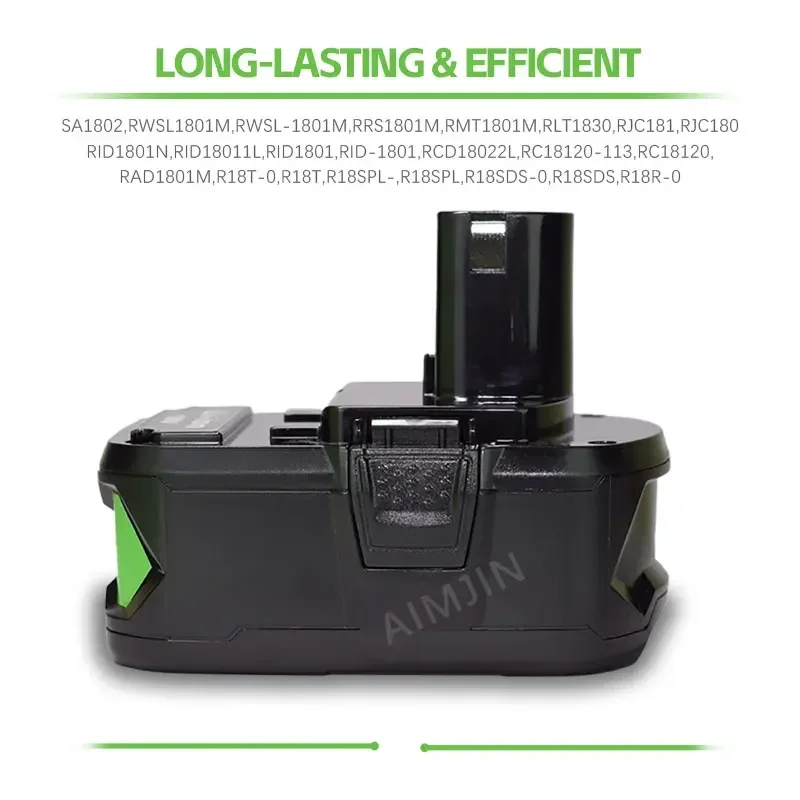 

18V 6000mAh Lithium-ion Rechargeable Battery Suitable for RYOBI Electric Tools P108 P109 P106 P105 Preplacement