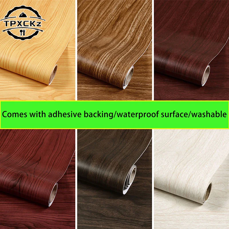 

Обои из ПВХ под дерево для двери, шкафа, стола, мебели, водонепроницаемые самоклеящиеся наклейки, пленка для домашнего декора 45x100 см
