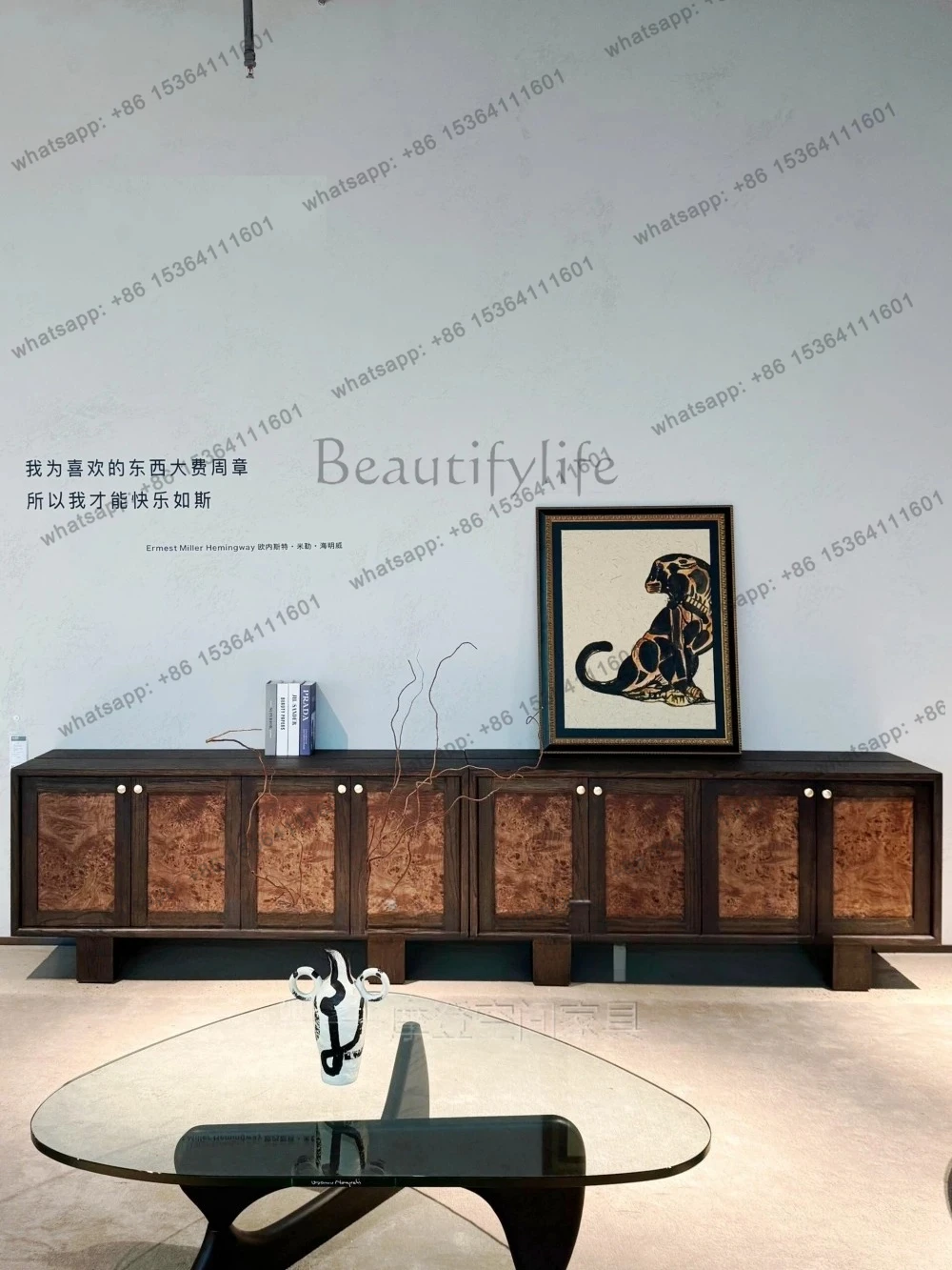 

Medieval style designer household wall integrated creative tree tumor solid wood storage retro decorative TV cabinet