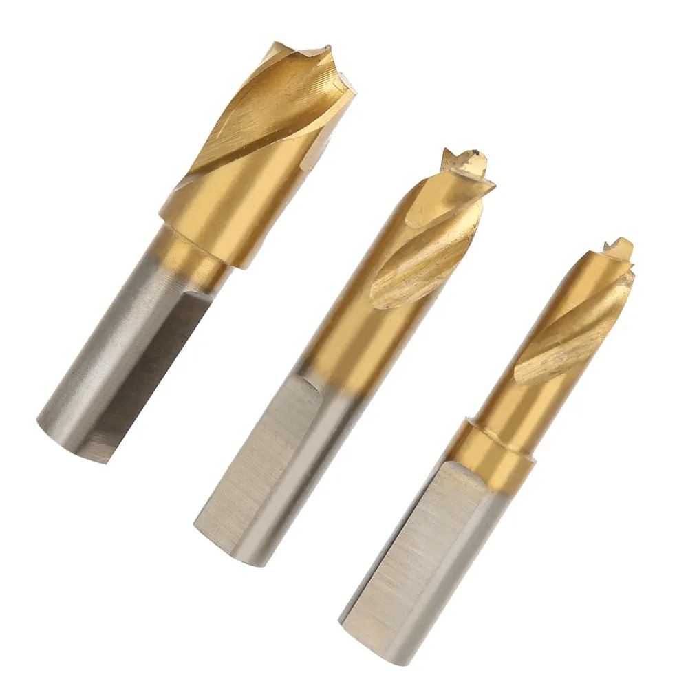

3pcs HSS Cobalt Steel Spot Weld Drill Bit Set Titanium Coated High Speed Steel Weld Cutter Set 1/4in 5/16in 3/8in Spot Weld