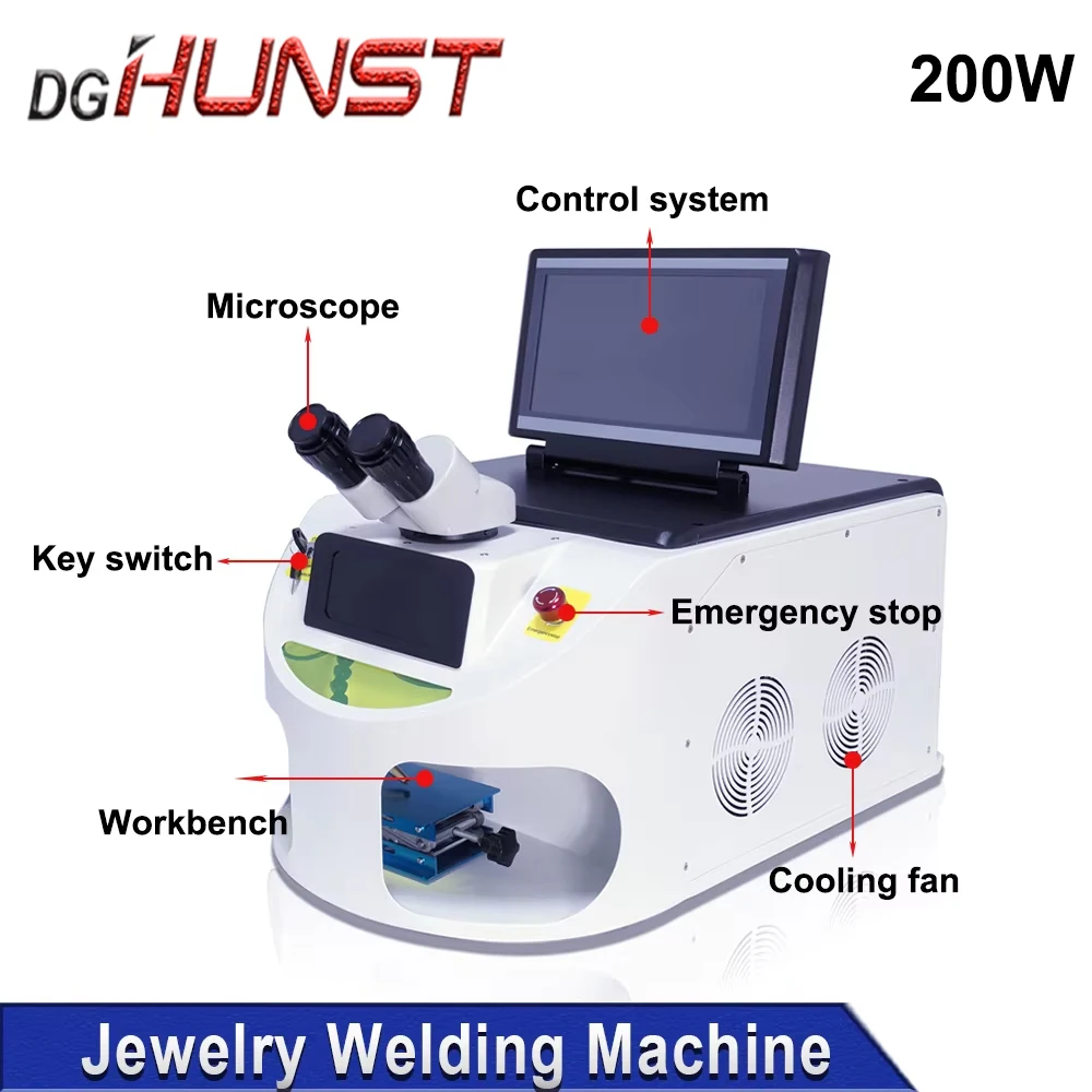 DGHUNST 200W Jewelry Laser Spot Welding Machine Laser Soldering With HD CCD Microscope for Gold Silver Chain Ring Pendant
