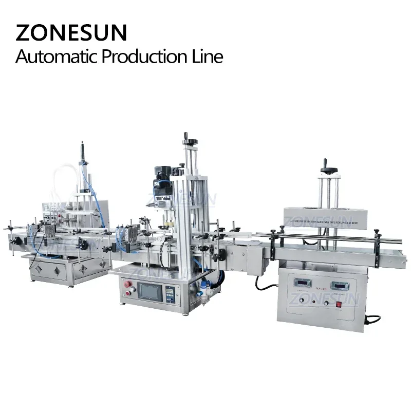 ZONESUN ZS-FAL180S Tabletop Automatic 4 Diving Heads Essential Oil Liquid Bottle Filling Capping Sealing Machine Line