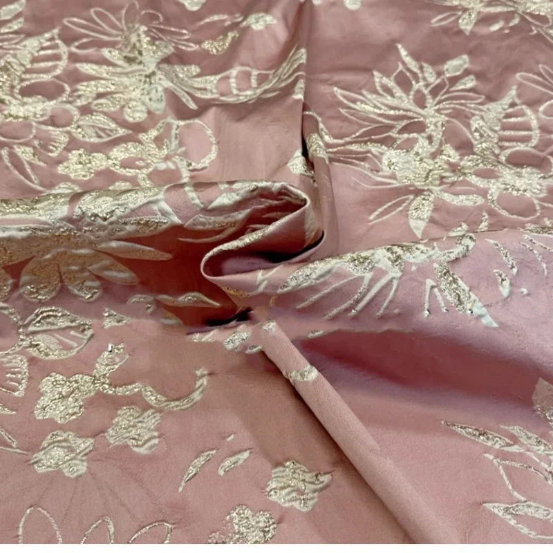 New Chinese Style Gold Wire Three-dimensional Relief Flower Color Woven Jacquard Fabric Woven Brocade Qipao Fashion Fabric