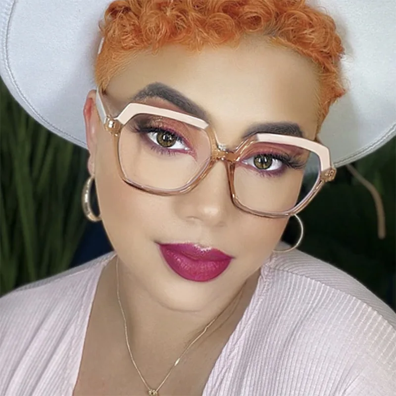 Mode Unregelmäßige Femel Marke Design Verschiedene Farben Rahmen Photochrome Anti Blau Licht Frauen Lesebrille Mehrere Grad – Detail 1