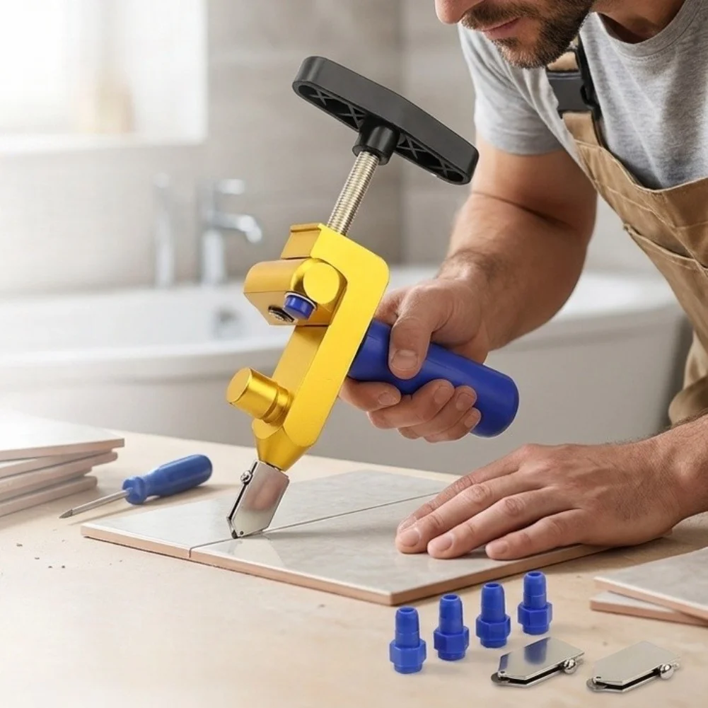 2-in-1 Manual Cutting Tool for Tile and Glass Scoring and Breaking Suitable for 3mm to 15mm Thickness Materials