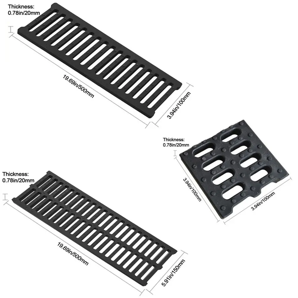 New High Strength Trench Cover Resin Plastic Rectangular Garage Floor Drain Black Grates Drainage Kitchen - view 6
