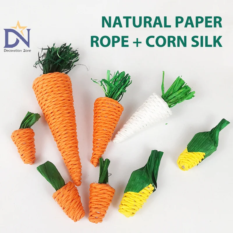 Hamster Rabbit Chew Toy Bite Grind Teeth Corn Carrot Woven Balls Tooth Cleaning