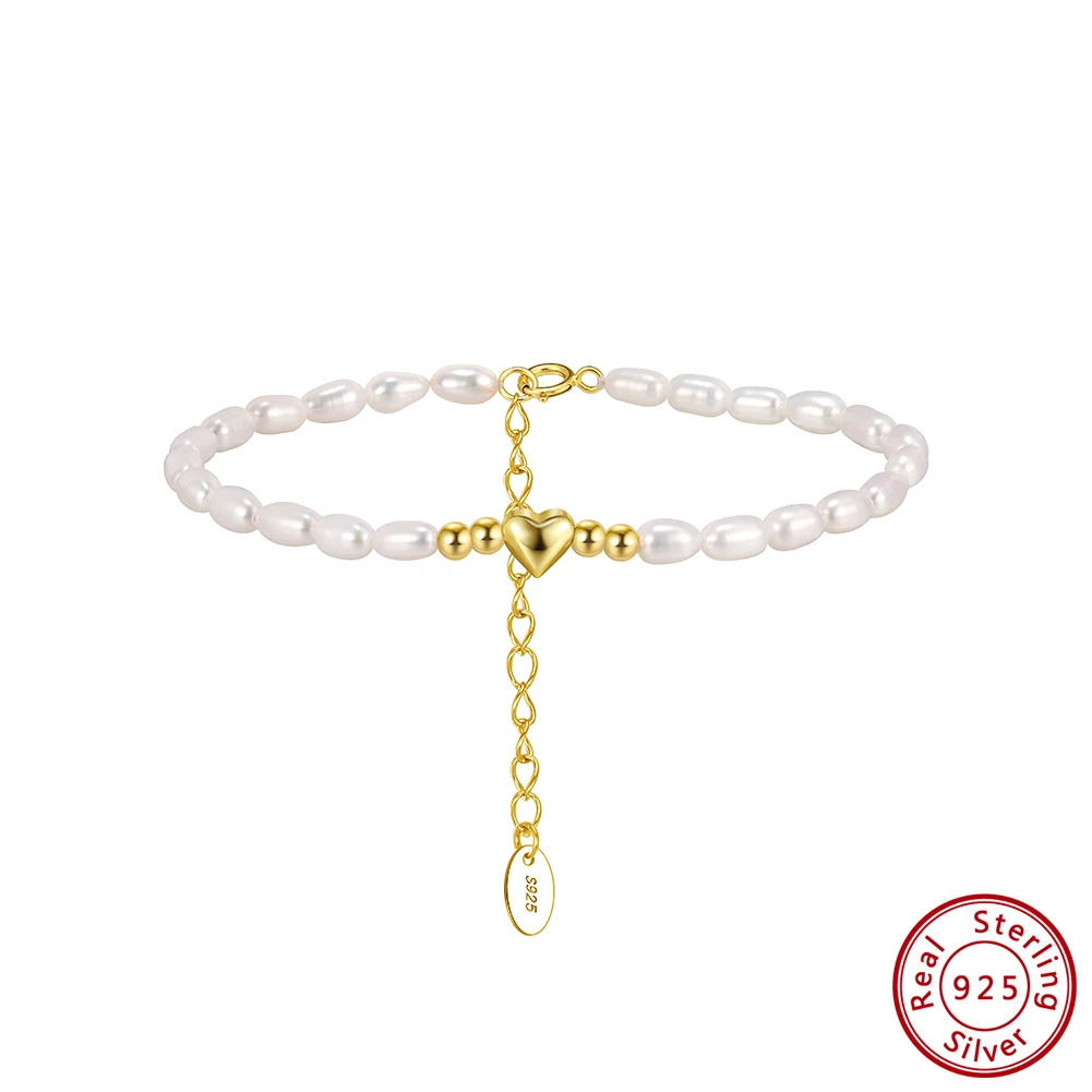 

Браслет Kiss Mandy из стерлингового серебра 925 пробы с натуральным жемчугом, простой, милый, очаровательный, для женщин, подарок, ювелирные изделия, GPB46