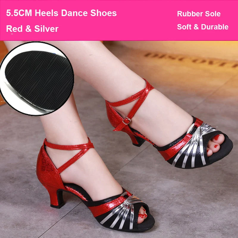 Women Latin Shoes Jazz Morden Dance Shoes Ballroom Outdoor Woman Summer Dance Sandals 3.5CM 5.5CM Heels Soft Sole Square Dance