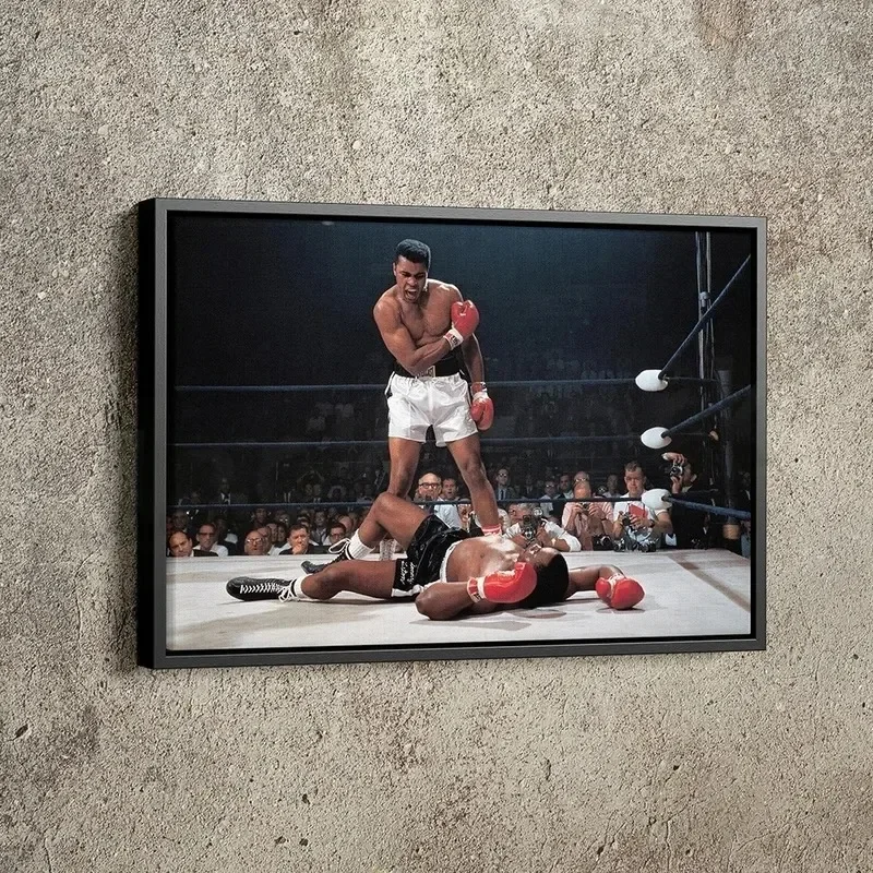 فن جداري كلاسيكي عتيق ، لوحة ملاكمة Mike Tyson Vs Muhammad ، ملصق مطبوع على قماش عالي الدقة ، ديكور غرفة المعيشة وغرف النوم المنزلية
