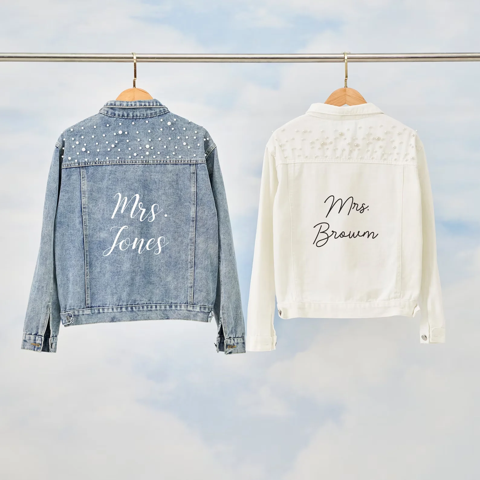 Wedding Bride Denim Jacket Pearl Customized Personalized Jacket Future Mrs Bridal Shower Gift Honeymoon Gift Bridesmaid Jackets