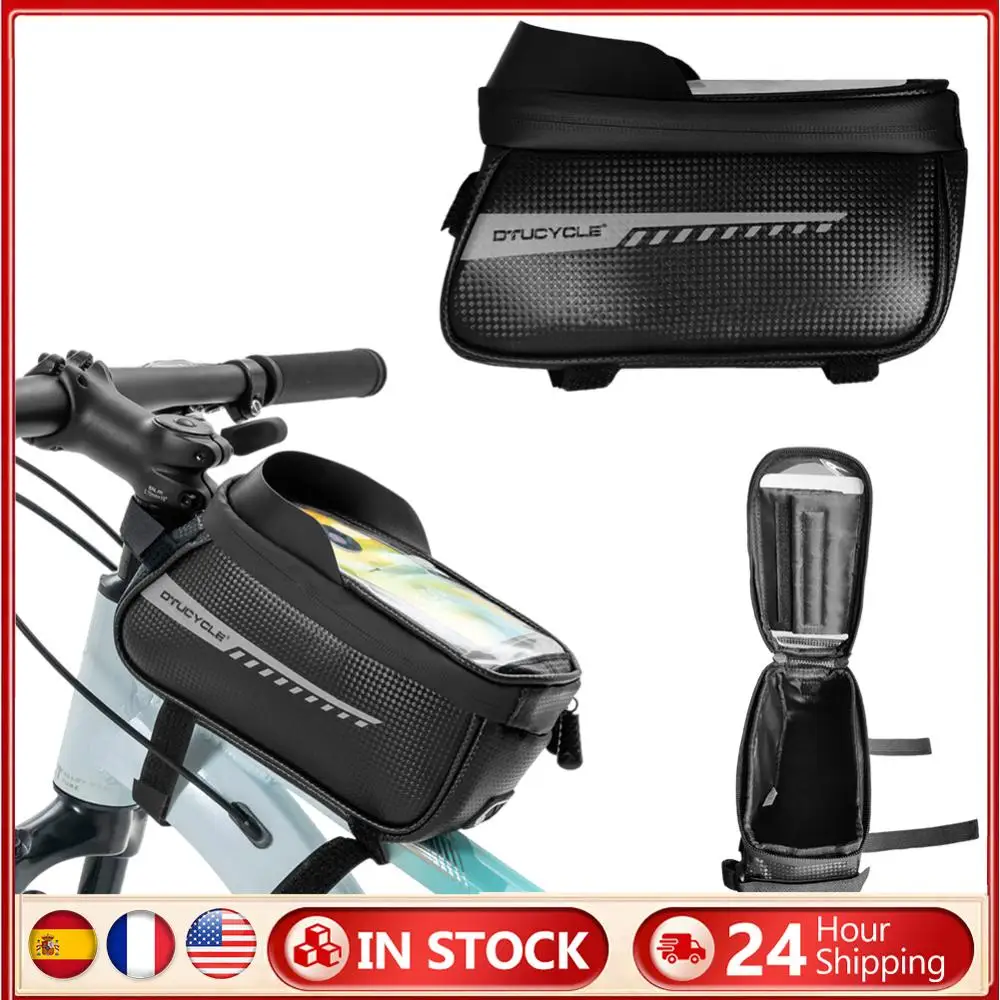 

Bike Front Frame Bag Bike Phone Holder Bag Waterproof Bike Tube Bag Touch-Screen Bicycle Top Tube Bag for Outdoor Cycling