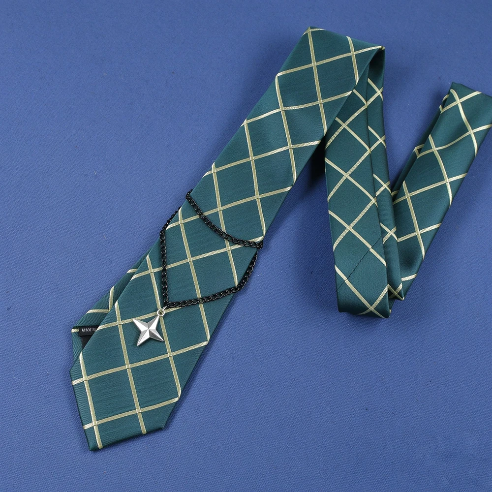 NEW Hypnosis Mic‌ Doppo Kannonzaka COS Green Plaid Tie Chain Accessories Anime Necklace Pendant Cosplay Prop Student Fans Gift