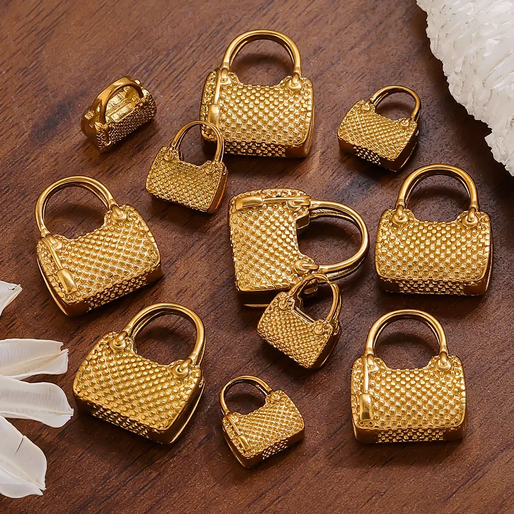 

5pcs Stainless Steel Bag Charms Cute Gold Pendant Accessories for DIY Necklace Bracelet Jewelry Making Supplies Wholesale Craft