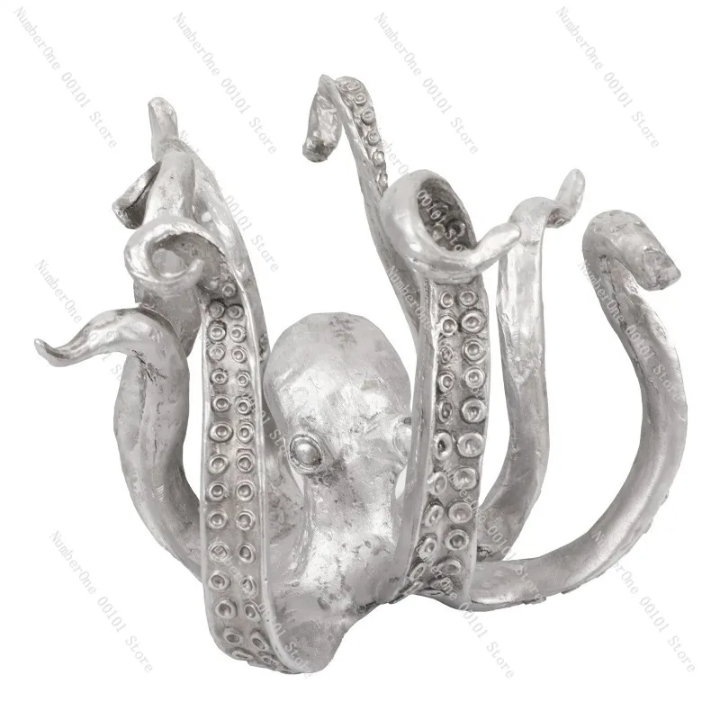 New Octopus Sculpture, Resin Decorative Item, Ocean-themed Living Room Garden Landscape Décor, Unique Home Decoration view 3