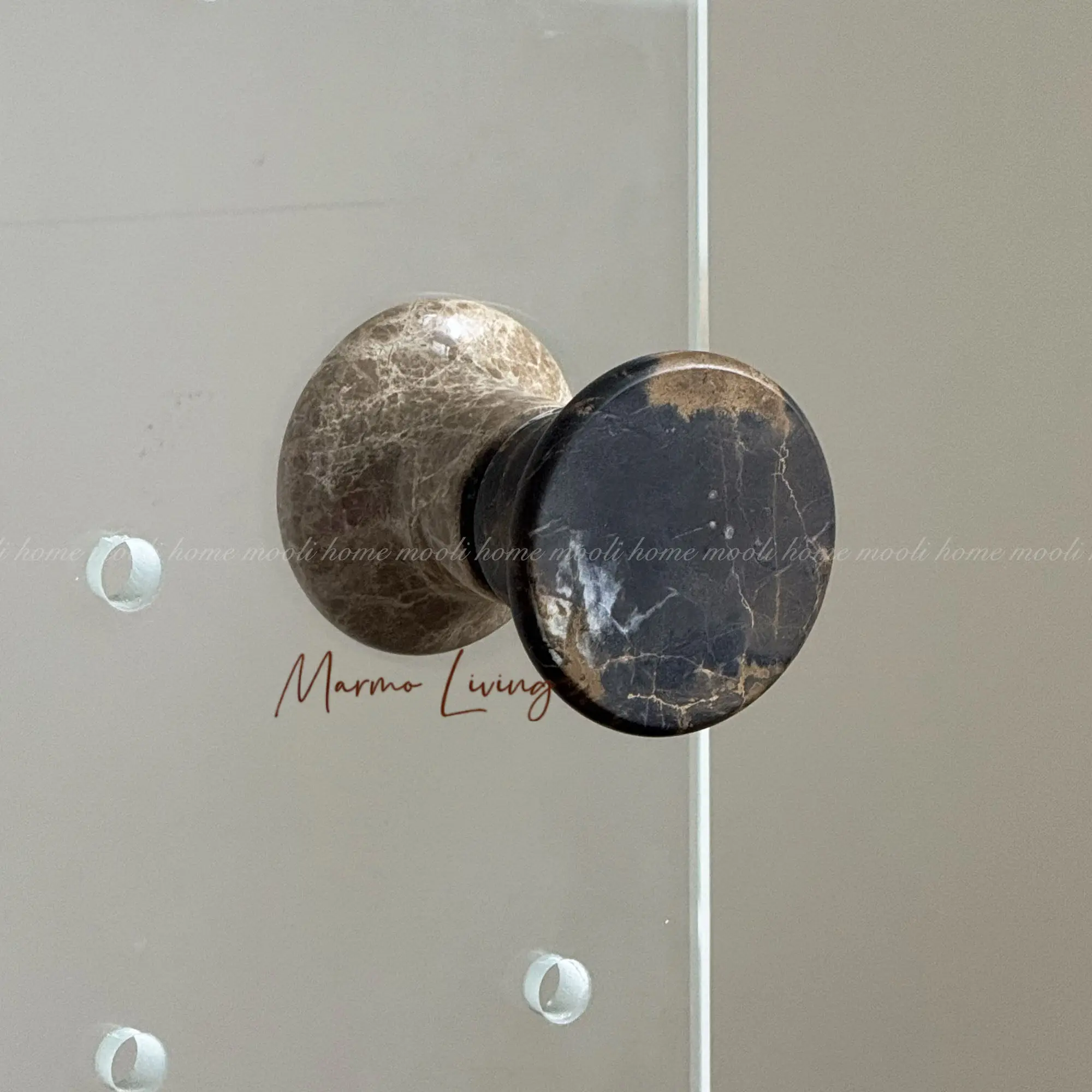 

Bathroom Glass Door Handle Marble Towel Hook Designer Art Hole Stone Pull