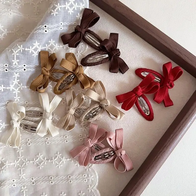 

Girls Fabric Bows Hairpins 6PCS Natural Leaf Color Baby Hair Clip for Thin Hair