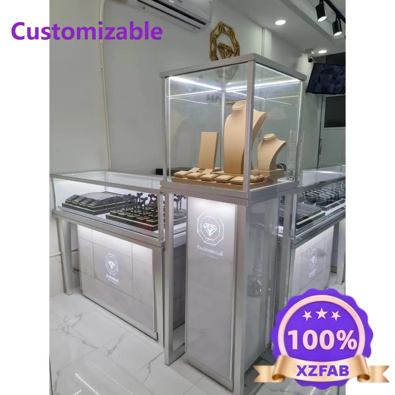 Factory Direct 2026 New high-end boutique display cabinet, jewelry counter glass sample display cabinet, wine ca binet, aluminum