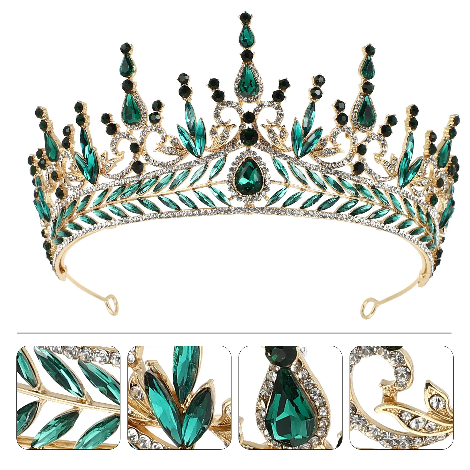 

Rhinestone Bride Crown Baroque Style Bridal Headdress Elegant Party Wedding Accessory Rhinestone Crown Alloy Tiara