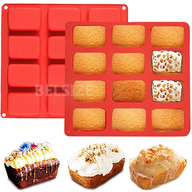 

12-Cavity Square Cake Silicone Mold For Pastry Baking Mold Square Cupcake Molds Brownie Bread Muffin Baking Tray Pastry Tools